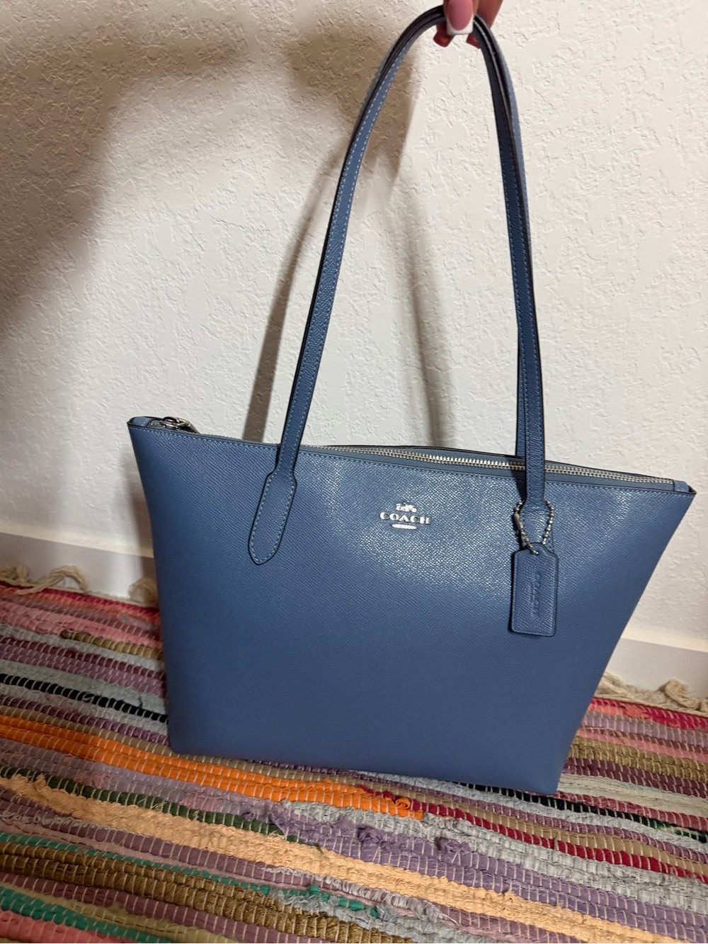 Coach Slate Blue Saffiano Leather Tote